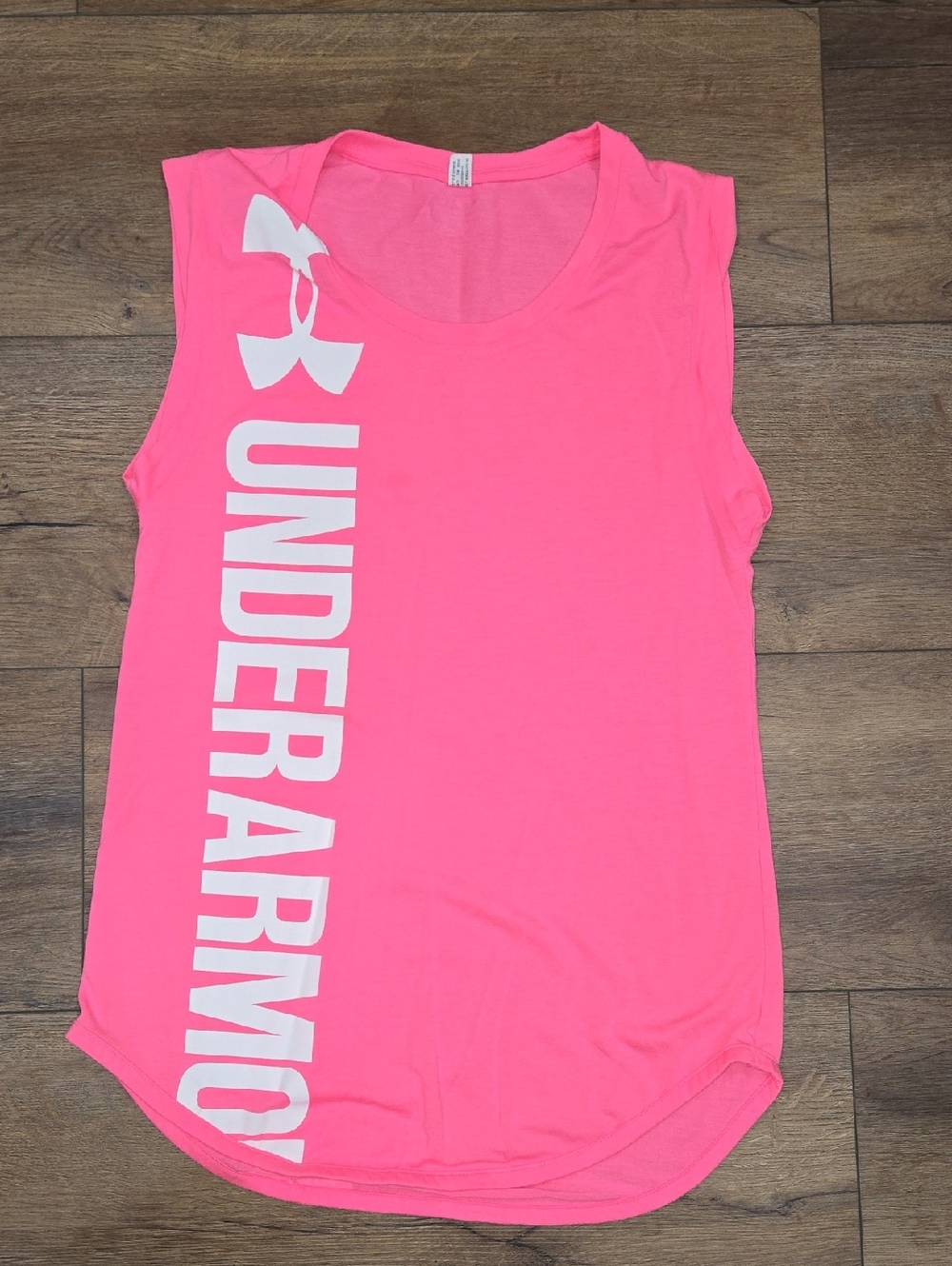 Under Armour Neon Pink Logo Muscle Tank